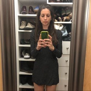 Long sleeved polka dot Reformation mini dress